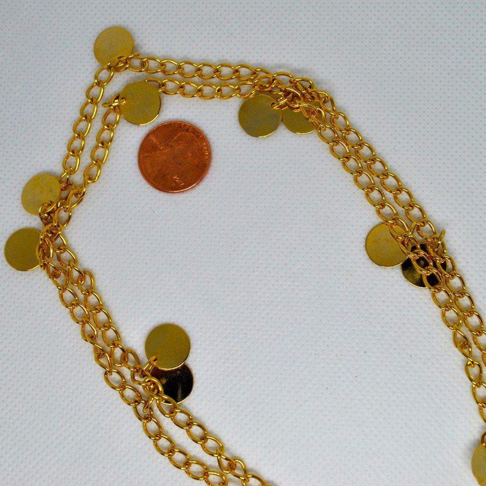 Vintage Gold Tone Circle Charm Necklace